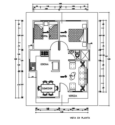 Cadbull Autocad Architecture 2bhkhouse 2bhkhouseplan 2dhouse