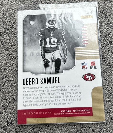 Panini Absolute Introductions Deebo Samuel Rc For Sale