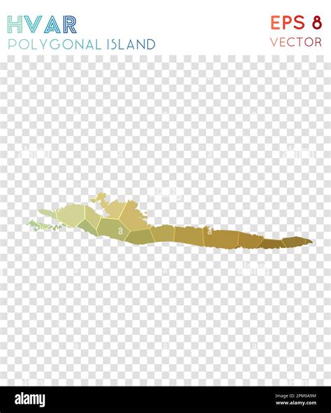 Hvar Polygonal Map Mosaic Style Island Shapely Low Poly Style Modern