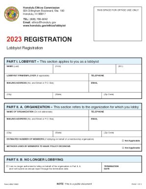 Fillable Online Instructions For Lobbyist Registration Form Fax Email