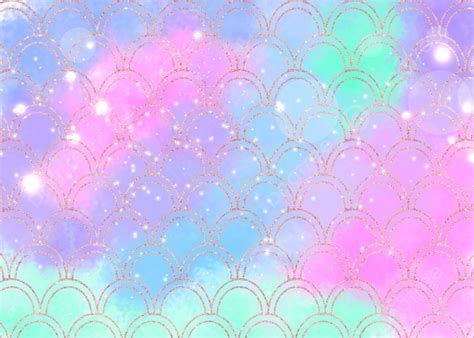 Fish Scale Mermaid Tail Fish Scale Pattern Glitter Shining Star Macaron