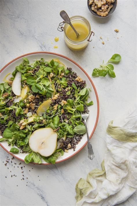 Quinoa Salad With Pears Walnuts And Honey And Mustard Dressing Quinola