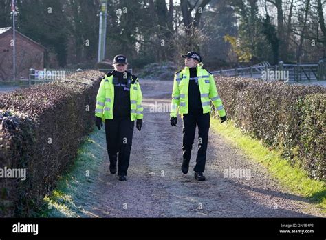 Police Officers In St Michaels On Wyre Lancashire Continue Their