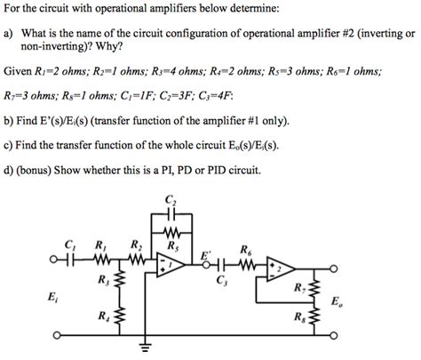 Solved For the circuit with operational amplifiers below | Chegg.com
