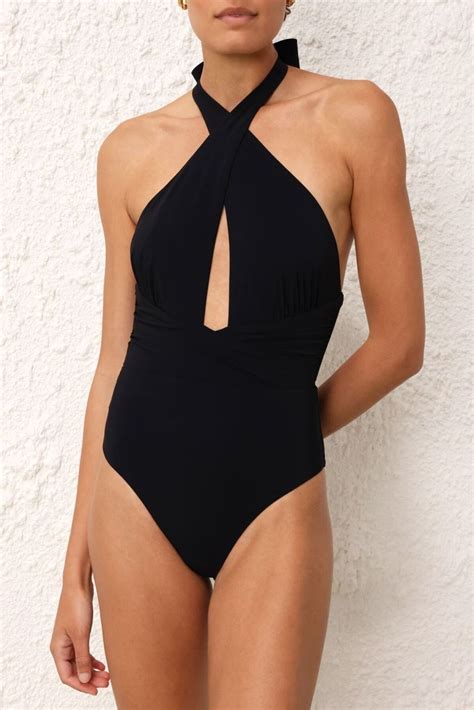 Alight Wrap Halter 1 Piece Black Zimmermann Summer 24