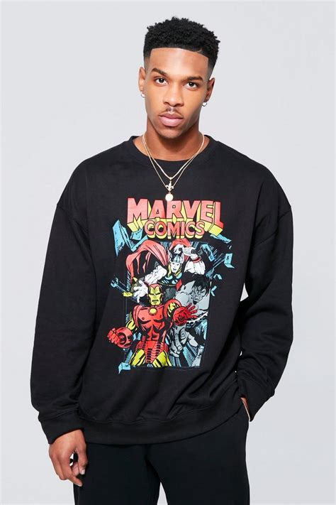 Oversized Marvel Comics License Sweatshirt Boohoo Uk