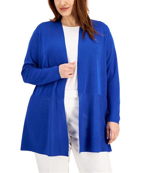 Anne Klein Plus Size Monterey Open Front Cardigan Macy S