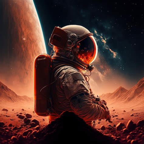 Premium Photo | Background astronaut in space with mars generative ai