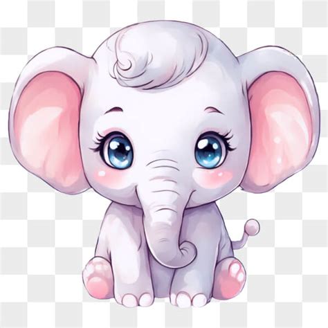 Download Kawaii Cartoon Elephant On Black Background Online Creative