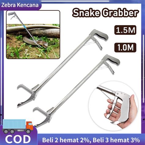 Snake Catcher Stick Snake Tongs Silver Stainless Trash Clamp Snake