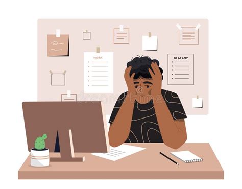 Sad Worker At Workplace Vector Concept Stock Vector Illustration Of