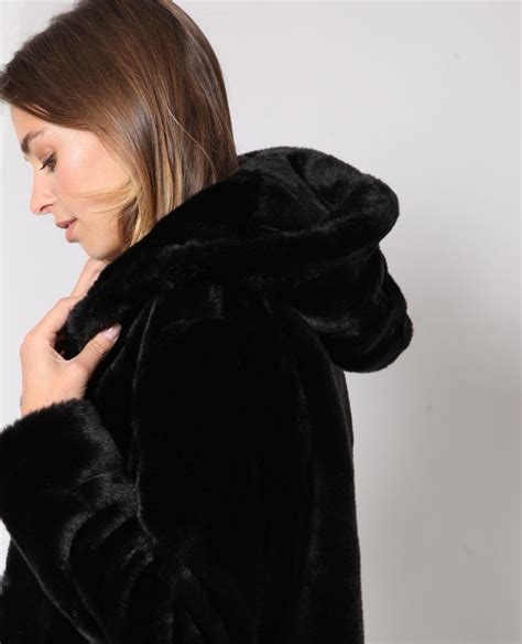 Manteau En Fausse Fourrure Noire Veste Fausse Fourrure Manteau