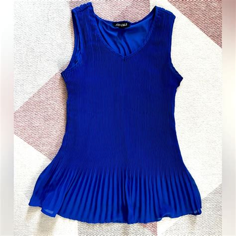 Roz Ali Tops Roz Ali Pleated Sleeveless Blouse In Royal Blue