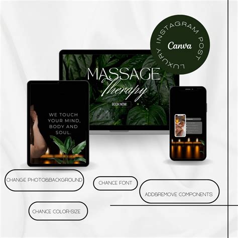 Massage Therapy Instagram Template Massage Therapist Social Media Posts Spa İnstagram Posts