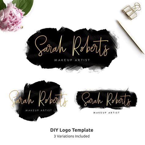 Black & Gold Logo Template, Editable Logo for Business, Custom Beauty ...