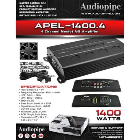 Audiopipe Apel Watt Channel Mosfet Stereo Audio Amplifier