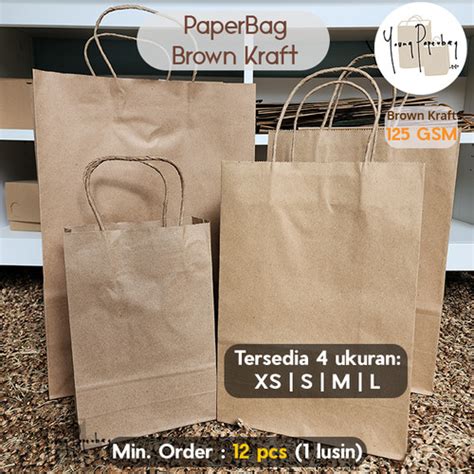 Jual Paper Bag Tas Kertas Paperbag Polos Kraft Coklat XS S M L