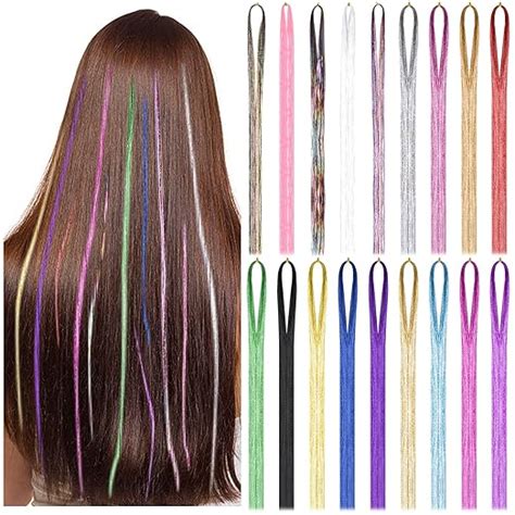 Farben Str Nge Haar Lametta Extensions Zoll Gl Nzendes