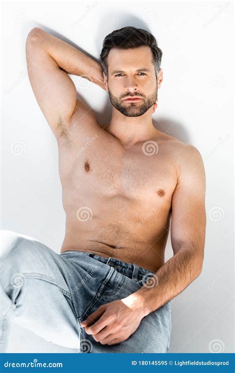 And Shirtless Man In Jeans Stock Image Image Of Muscular 180145595