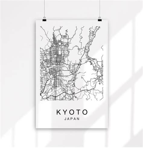 Kyoto Map Print City Maps Printable Kyoto City Map Print Etsy Map