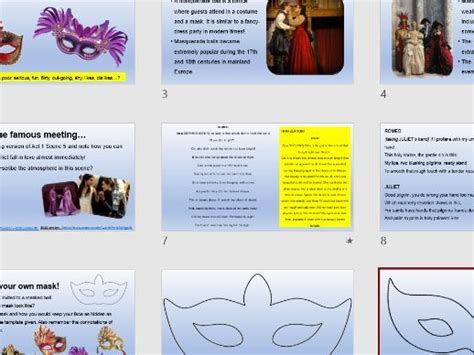 Romeo And Juliet Ball Scene Mask Design Teaching Resources