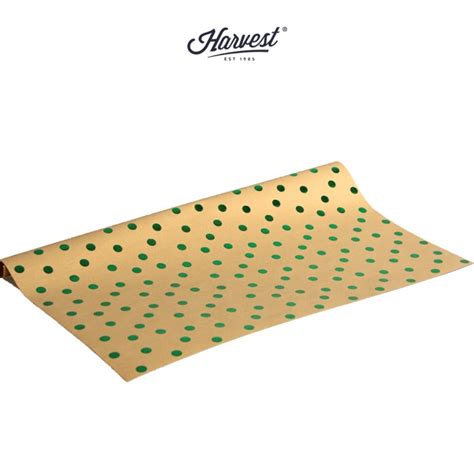 Jual Kertas Kado Harvest Wrapping Paper Brown Craft Cs Polka Green