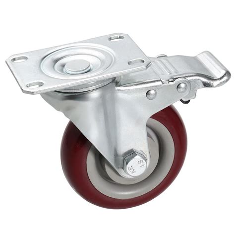 4 Pack/Set Heavy Duty 100mm Red Rubber Wheel 4" Holes Trolley Casters ...