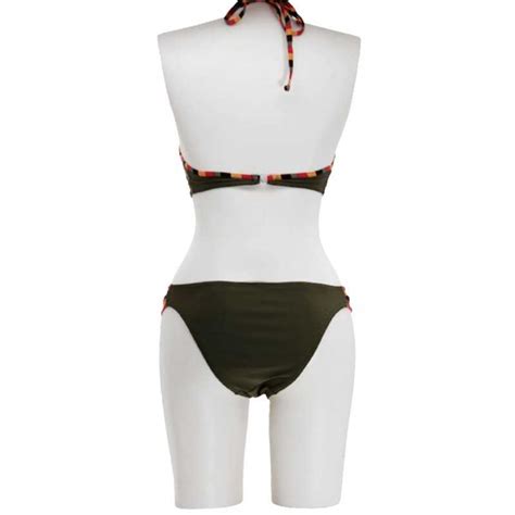 Maillot De Bain Femme Bikini Pi Ces Kan Vert Militaire Orang