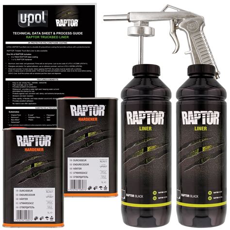 U-POL Raptor Black Urethane Spray-On Truck Bed Liner Spray Gun, 2 ...