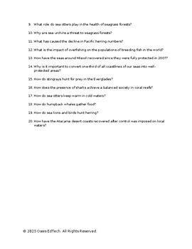 Our Planet Coastal Seas Documentary Worksheet By Oasis Edtech Tpt