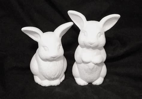 Ceramic Bunnies Standing Or Sitting Ceramic Bisque Unpainted Etsy