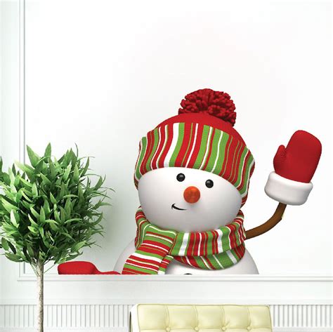 Waving Snowman Wall Decal Christmas Murals Primedecals