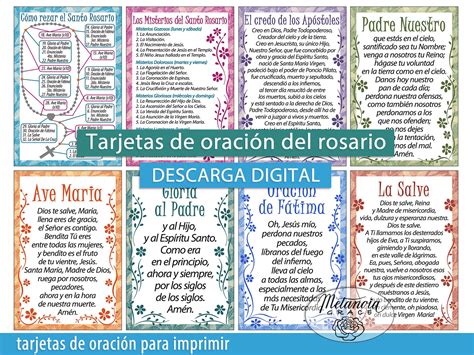 Spanish Rosary Printable Prayer Cards How To Pray The Rosary Etsy