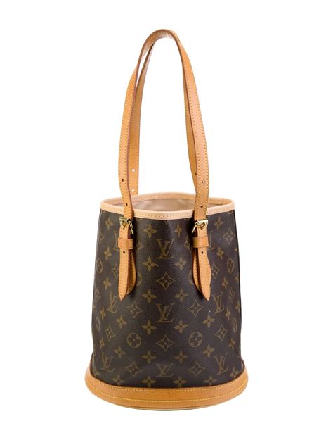 Louis Vuitton Coated Canvas Petit Bucket Lv Monogram Bucket Bag Brown