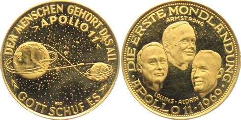 Raumfahrt Weltraum Goldmedaille Mondlandung Apollo Proof In