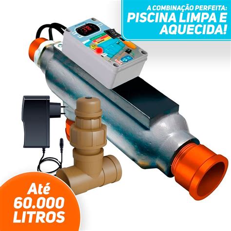 Aquecedor Elétrico Compacto Para Piscinas Até 60 Mil Litros Comando