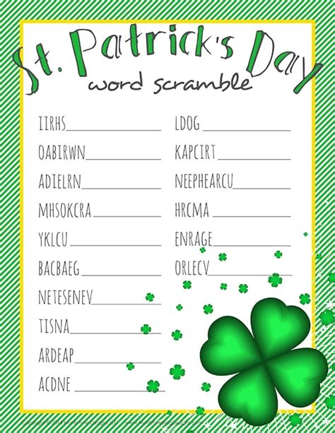 Free St Patrick S Day Printables Printable Word Searches