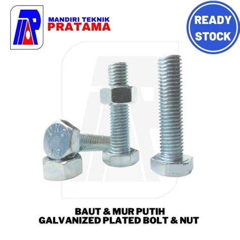 Jual Baut Mur Putih M X Hex Bolt Nut Kota Surabaya Cv