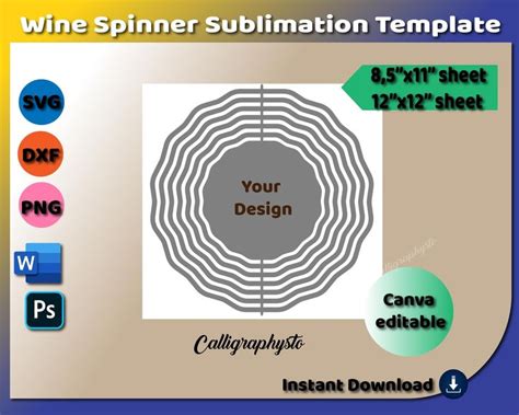 Wind Spinner Template Sublimation Template Svg Canva Dxf Ms Word