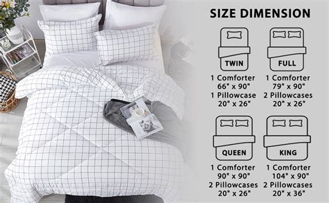 Andency White Grid Comforter Full 79x90inch 3 Pieces 1