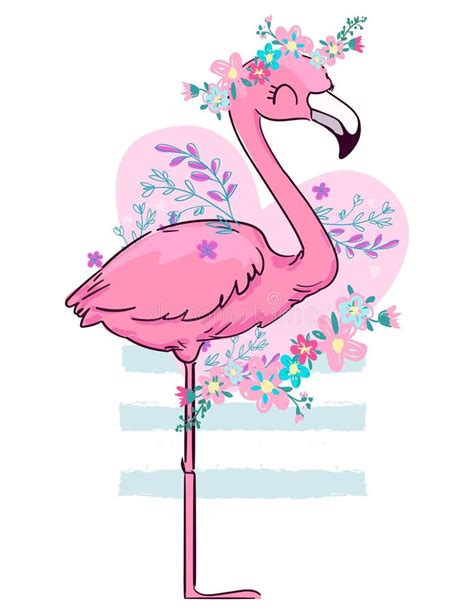 Hand Drawn Cute Flamingo Princess Vector Illustration Druck Auf T Shirt