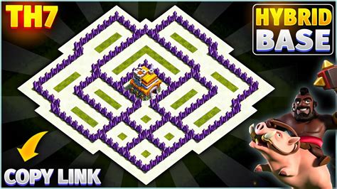 New Best Town Hall 7 Base With Copy Link Th7 Hybrid Base Clash Of Clans Youtube