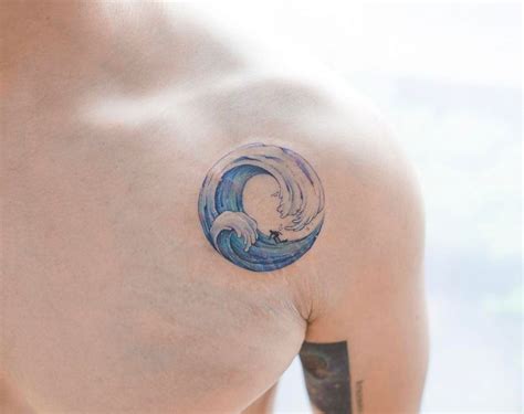 Circular Wave Tattoo On The Shoulder