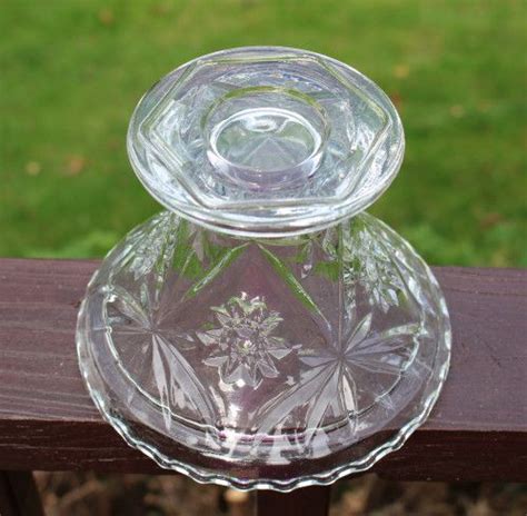 Vintage Anchor Hocking Prescut Clear Footed Glass Cake Plate Stand