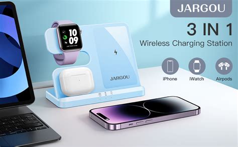 Amazon 𝟮𝟬𝟮𝟯 𝗡𝗲𝘄 JARGOU 3 in 1 Wireless Charging Station Wireless