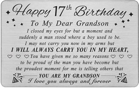 Amazon DEGASKEN Grandson 17th Birthday Card Birthday Gifts For