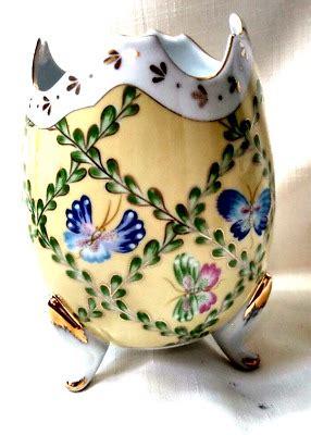 Formalities By Baum Bros Yellow Butterfly Porcelain Egg Vase K Gold