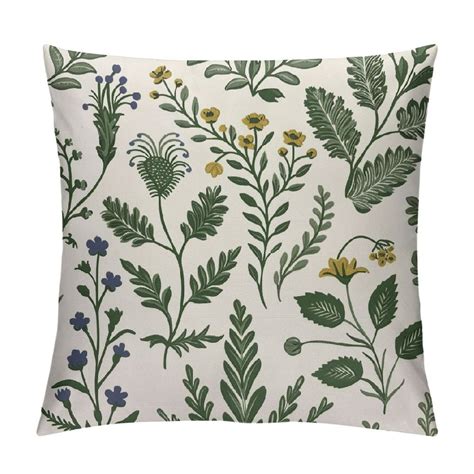 Shiartex Spring Summer Floral Pillow Covers Sage Green Herbs Yellow Red