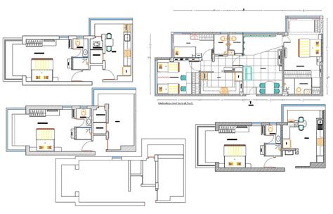 Apartment House Unit Furniture Layout Plan CAD Drawing Cadbull House