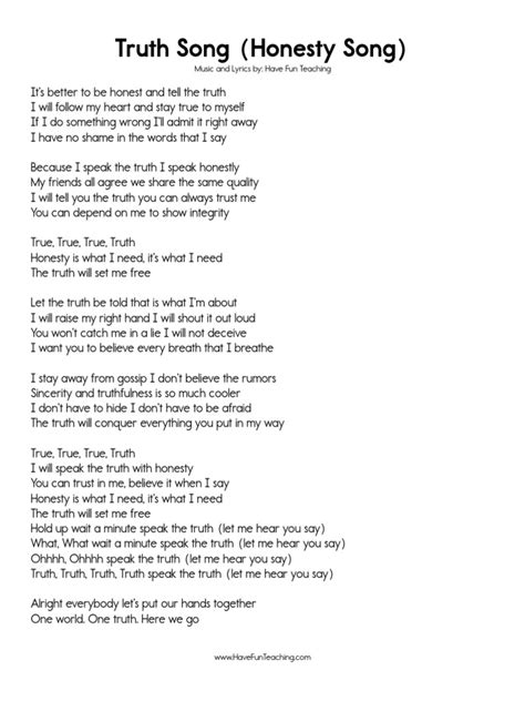 Truth Song Lyrics Pdf Truth